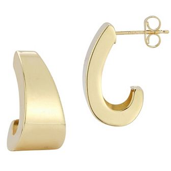 LUMINOR GOLD 14k Gold Bold J-Hoop Earrings