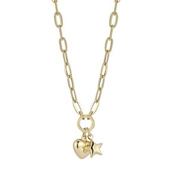 LUMINOR GOLD 14k Gold Star Heart Charm Necklace