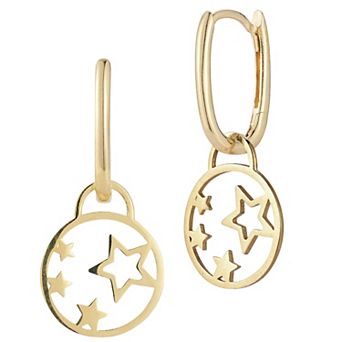 LUMINOR GOLD 14k Gold Celestial Lock Huggie Hoop Earrings