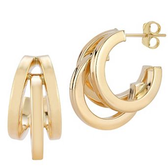 LUMINOR GOLD 14k Gold Bold Triple Ring Hoop Earrings
