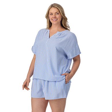 Plus Size Draper James 2-Piece Seersucker Short Sleeve Pajama Top & Pajama Shorts Set