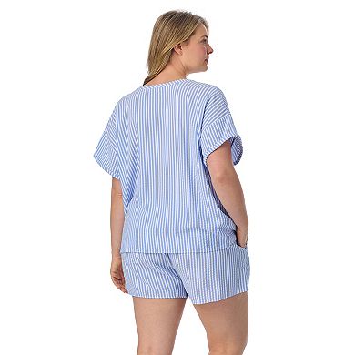Plus Size Draper James 2-Piece Seersucker Short Sleeve Pajama Top & Pajama Shorts Set