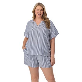 Plus Size Draper James 2 pc Seersucker Short Sleeve Pajama Top & Pajama Shorts Set
