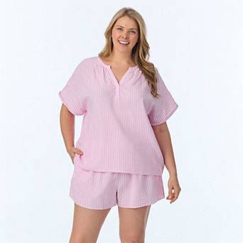 Plus Size Draper James 2 pc Seersucker Short Sleeve Pajama Top & Pajama Shorts Set