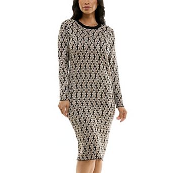 Women's Nina Leonard Knee-Length Sheath Sweater Dress