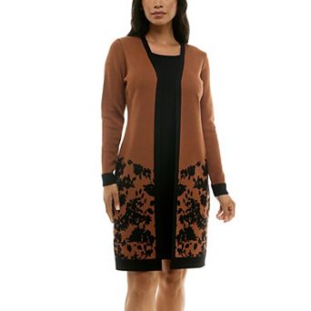 Women's Nina Leonard 2 pc Sweater & Midi Shift Dress Set
