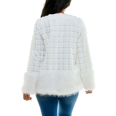 Women's Nina Leonard Mixed Stripe Faux Fur Bolero