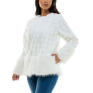 Women's Nina Leonard Mixed Stripe Faux Fur Bolero