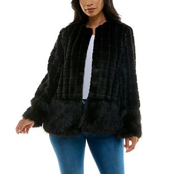 Women's Nina Leonard Mixed Stripe Faux Fur Bolero
