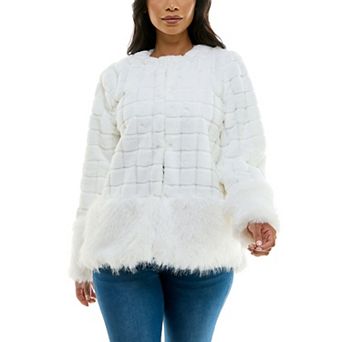 Women's Nina Leonard Mixed Stripe Faux Fur Bolero