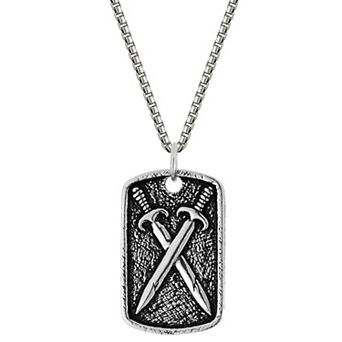 Menster Men's Sterling Silver Oxidized Medieval Swords Pendant Necklace