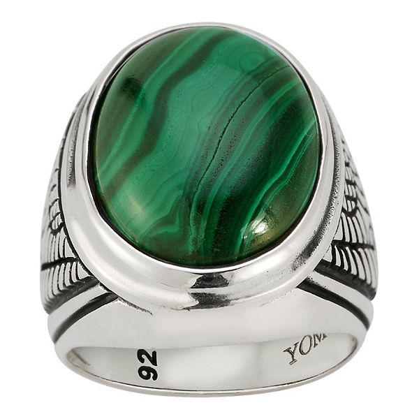 NVM FRNCH 925 Sterling Silver and Malachite Natural Stone Green Color Men's Bracelet FRJ12456-3456-Y3 - Alexandroúpoli