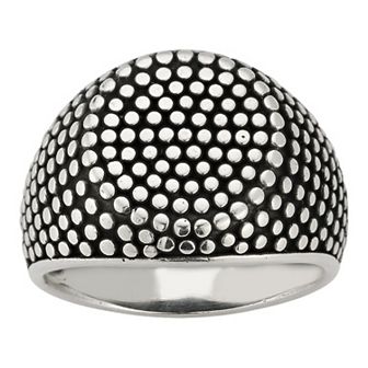 Menster Men's Sterling Silver Oxidized Dotted Signet Ring