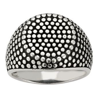 Menster Men's Sterling Silver Oxidized Dotted Signet Ring