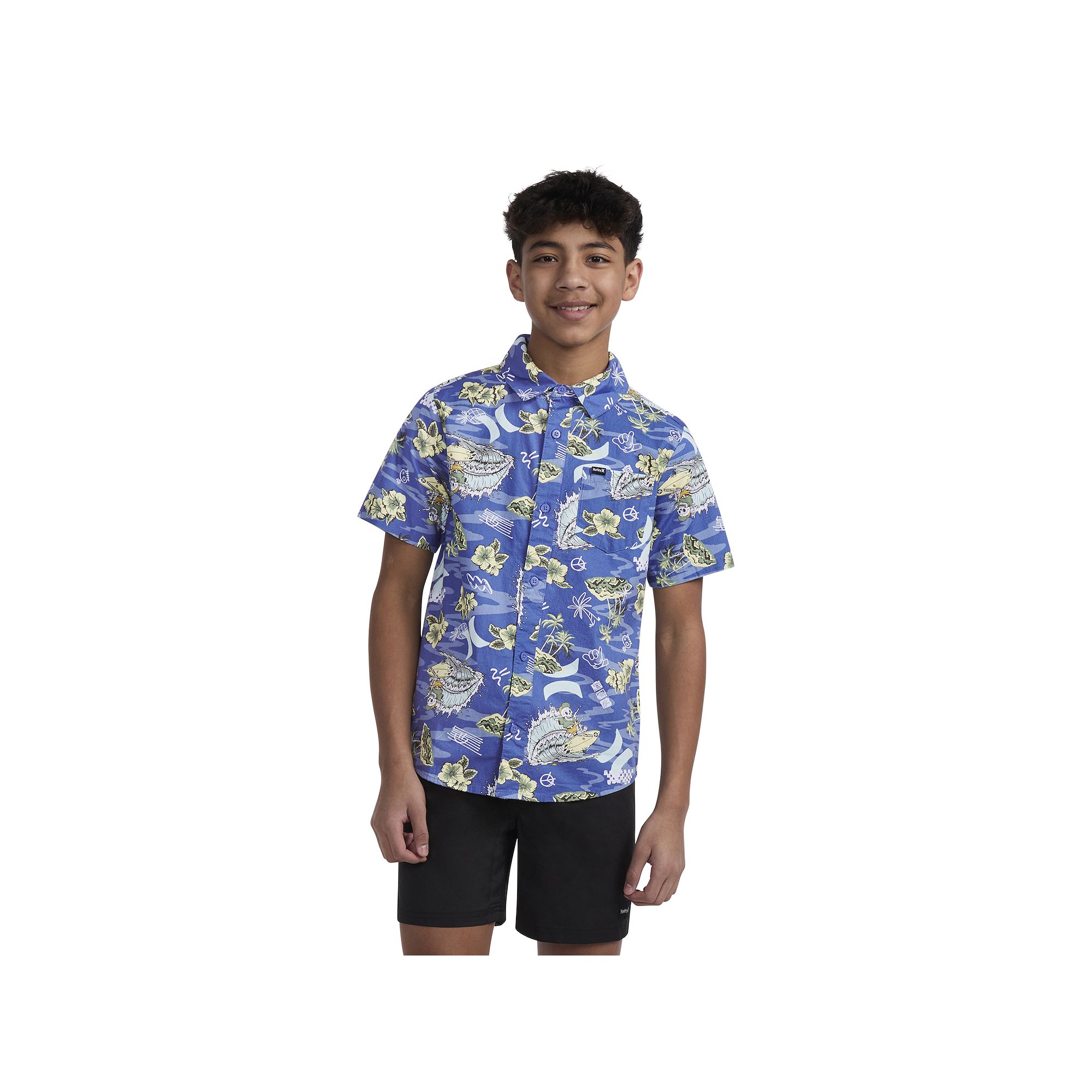 Boys 8-20 Hurley Stretch Woven Tropical Collared Shirt, Boys, Size: Small,