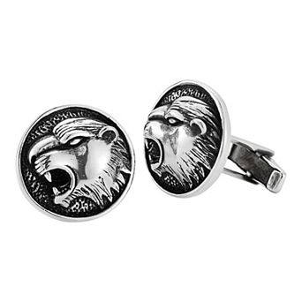 Menster Men's Sterling Silver Oxidized Roaring Tiger Cuff Links