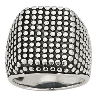 Menster Men's Sterling Silver Oxidized Square Dotted Signet Ring