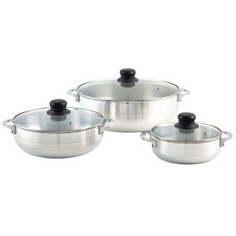 IMUSA Aluminum Polished Caldero 3 pc Set with Glass Lid / IMUSA Juego de 3 Calderos en Aluminio Pulido con Tapas de Vidrio