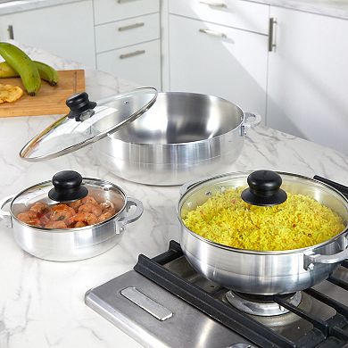 IMUSA Aluminum Polished Caldero 3-pc. Set with Glass Lid