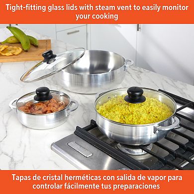 IMUSA Aluminum Polished Caldero 3-pc. Set with Glass Lid