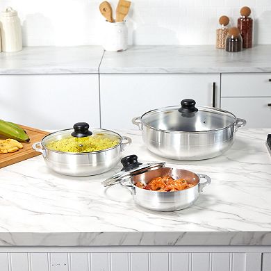 IMUSA Aluminum Polished Caldero 3-pc. Set with Glass Lid