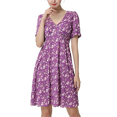 fit and flare dress purple Shop Purple Fit And Flare Dress With Straps - for Women | OUTZIDR main image 1
