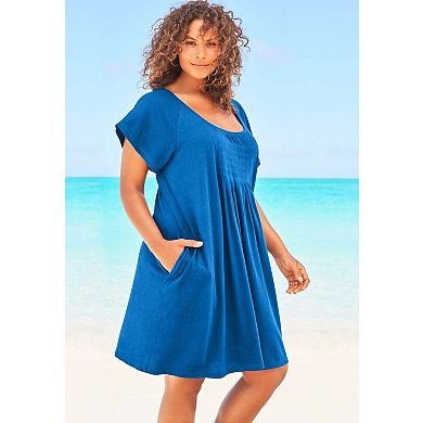 Swim 365 Women's Plus Size Box-pleat Cover Up