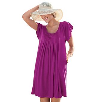 Swim 365 Women's Plus Size Box-pleat Cover Up