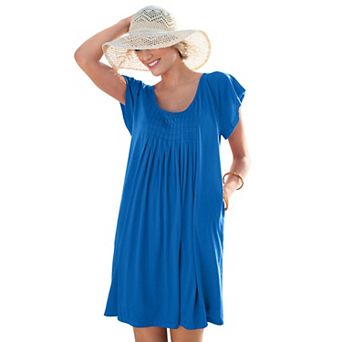 Swim 365 Women's Plus Size Box-pleat Cover Up