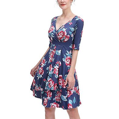 Women Phistic Palmer Floral Print Faux Wrap Midi Dress