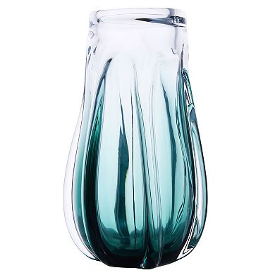 Luxury Lane Hand Blown Laine Green Sommerso Art Glass Vase