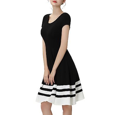 Women Phistic Pearl Color-block Fit & Flare Dress