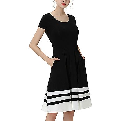 Women Phistic Pearl Color-block Fit & Flare Dress
