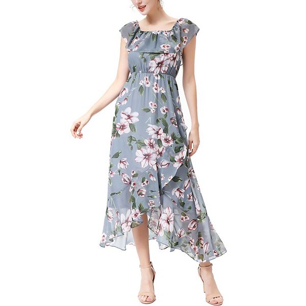 Women Phistic Poppy Floral Print Chiffon Dress