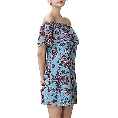 Women Phistic Penny Floral Print Off-the-shoulder Chiffon Dress