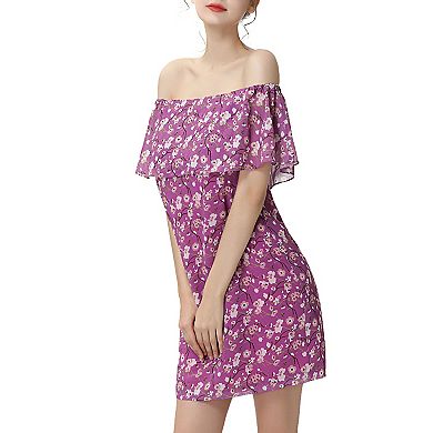 Women Phistic Palmira Floral Print Off-the-shoulder Chiffon Dress