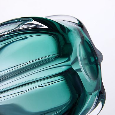 Luxury Lane Hand Blown Laine Green Sommerso Art Glass Vase