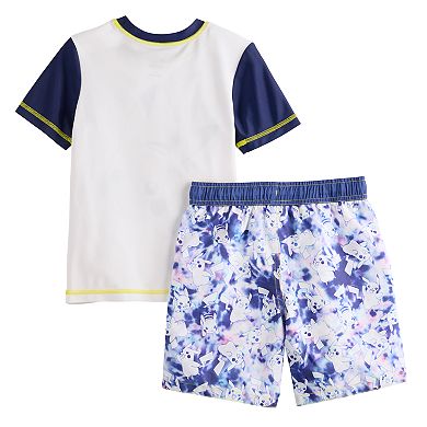 Boys 4-20 Pokemon Pikachu 2-Piece Rashguard & Swim Trunks Set