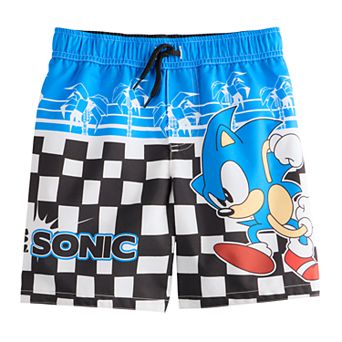 Boys 4-20 Sonic the Hedgehog Checkered Run Swim Trunks