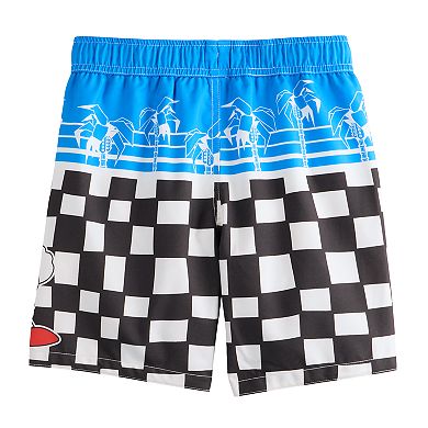 Boys 4-20 Sonic the Hedgehog Checkered Run Swim Trunks