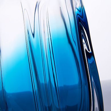 Luxury Lane Hand Blown Laine Blue Ombre Sommerso Art Glass Vase