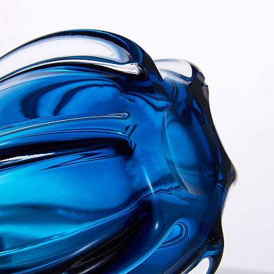 Luxury Lane Hand Blown Laine Blue Ombre Sommerso Art Glass Vase