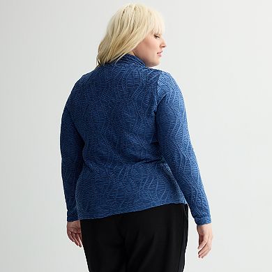 Plus Size INTEMPO™ Long Sleeve Mockneck Textured Knit Top