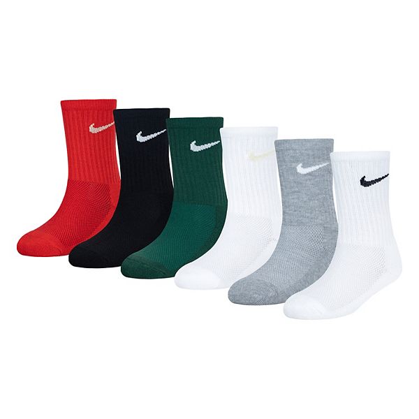 Kids Nike 6 Pack Holiday Crew Socks Size 5 7