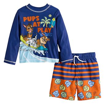 Toddler Boy Paw Patrol Rashguard & Swim Trunk Set