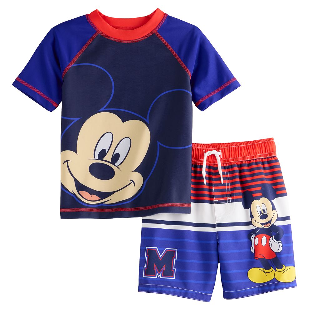 Disney’s Mickey Mouse Baby & Toddler Rashguard and Trunks 2 Piece Swim Set