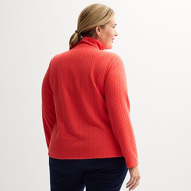 Plus Size Croft & Barrow® Quilted Mixed Media Pullover