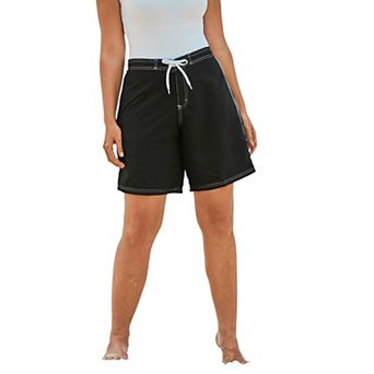 Swim 365 Women's Plus Size Contrast-trim Long Boardshort