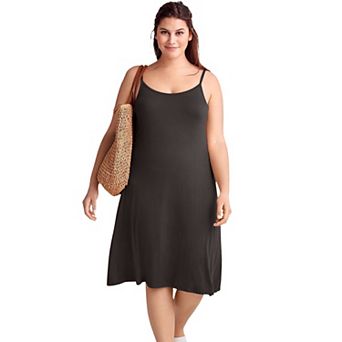 ellos Plus Size Stretch Knit Scoop Neck Tank A Line Dress