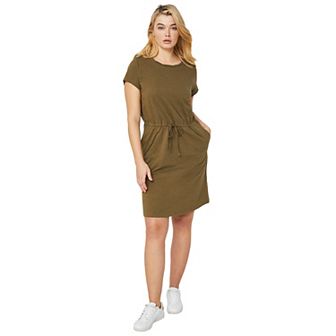 ellos Plus Size Knit Drawstring Dress